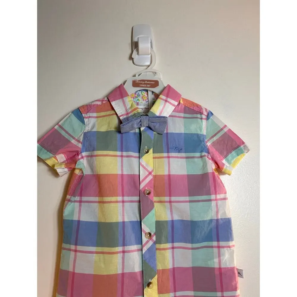 TOMMY BAHAMA Boy’s 3-Piece Short Outfit with Bow Tie / Size: 3T